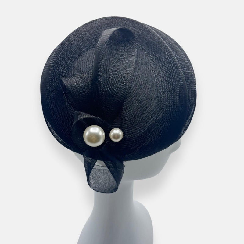 Black Fascinator With Pearl Detail
