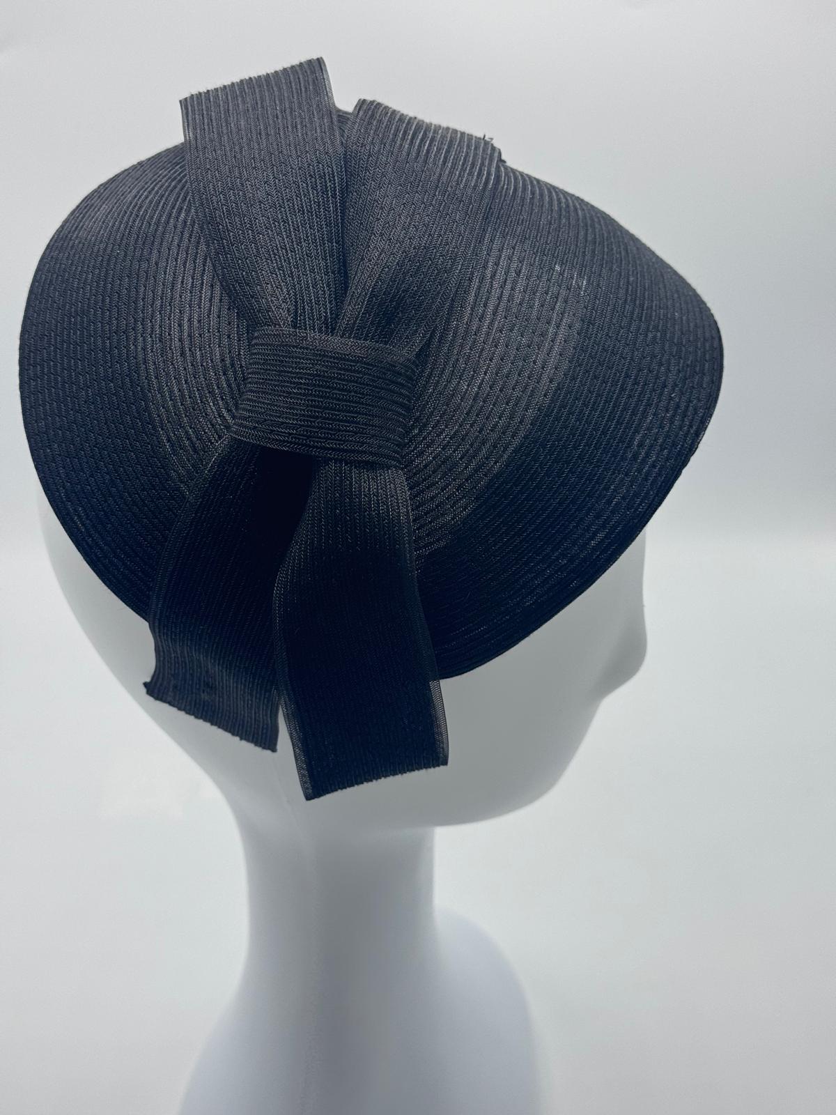Structured Black Straw Fascinator
