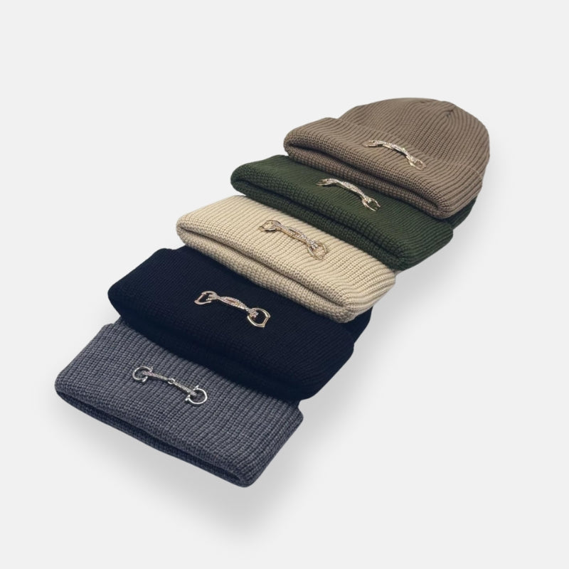 Ribbed Beanie With Buckle