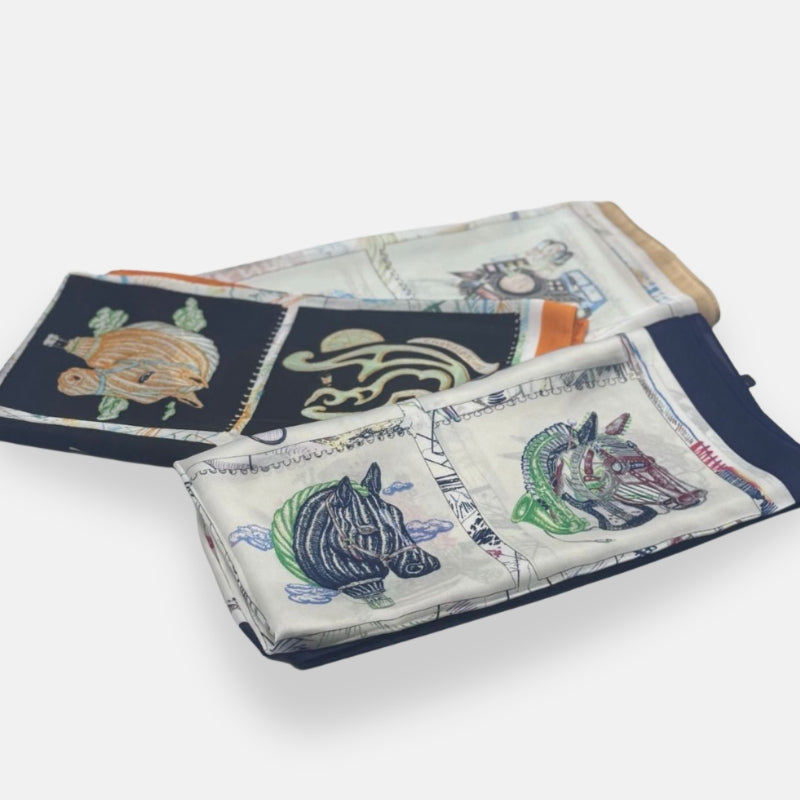 Printed Horse Illustration Scarf