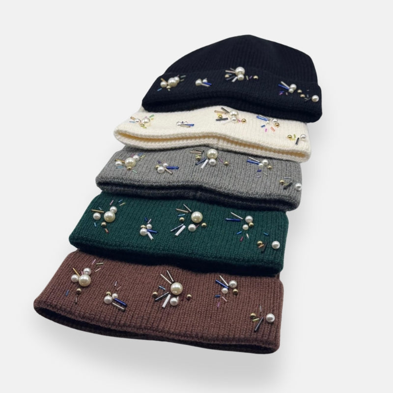 Beaded Pearl Knit Beanie