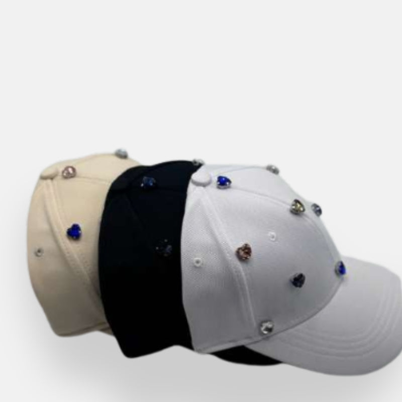 Baseball Cap With Heart Crystal