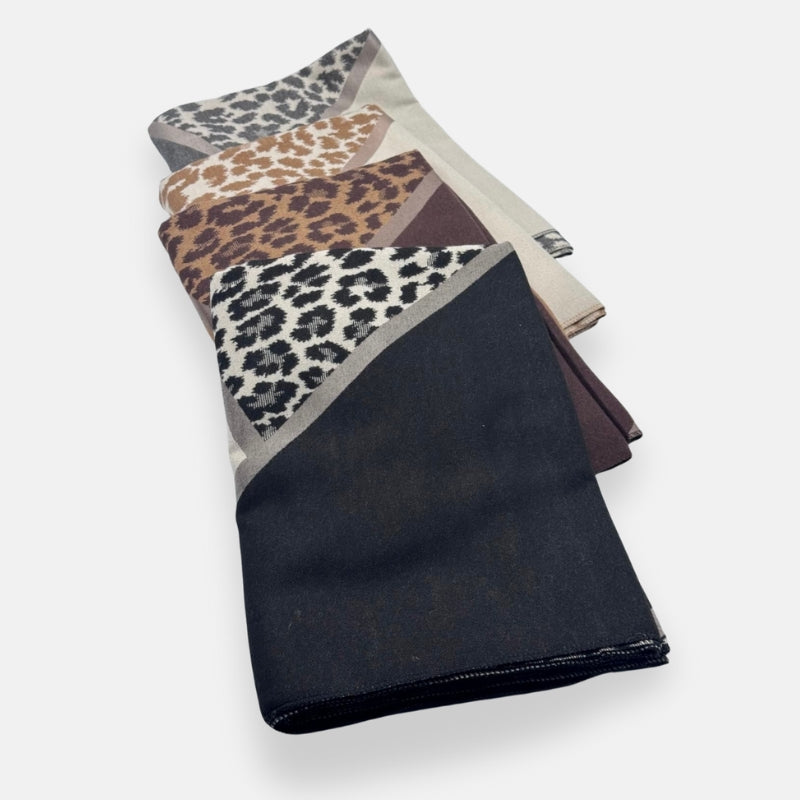 Leopard Patchwork Border Scarf