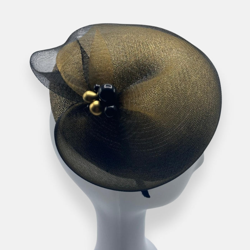 Black And Gold Horsehair Fascinator