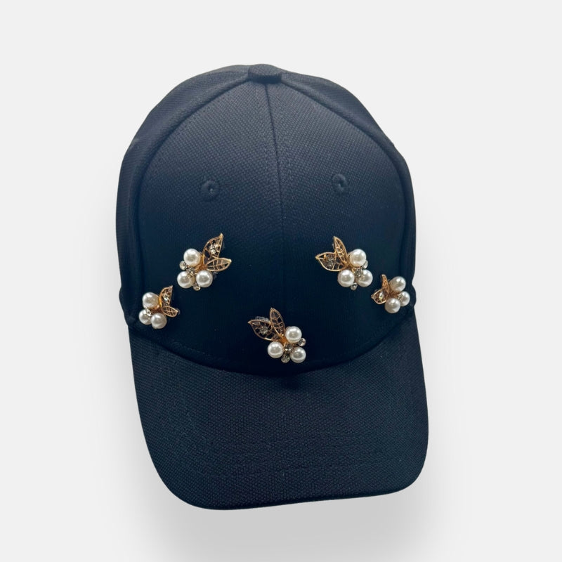 Baseball Cap With Pearl Embellishment