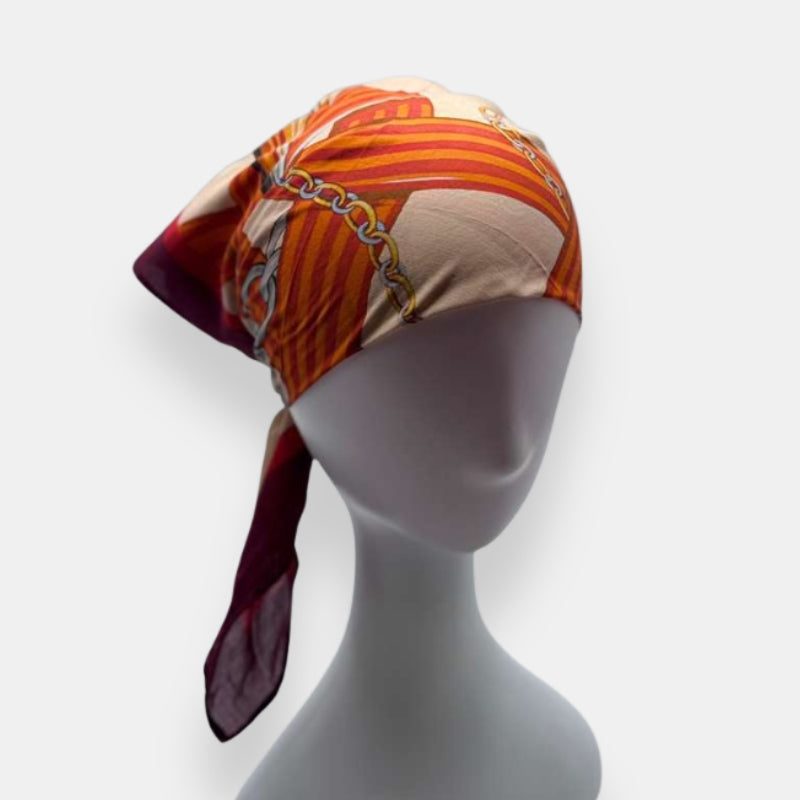 Orange Stripe Chain Print Bandana