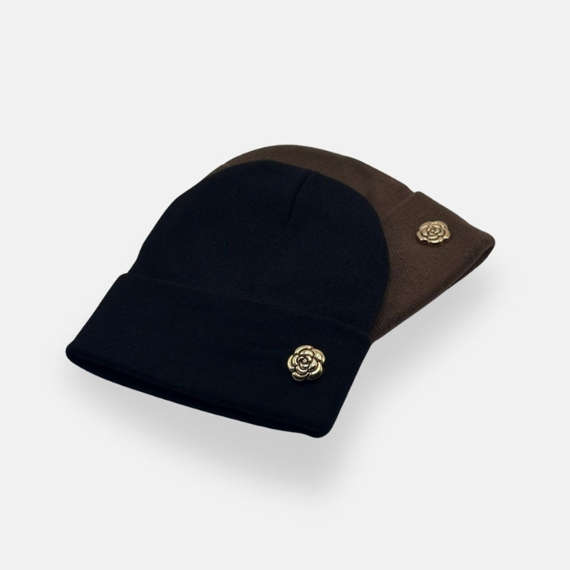 Rose Charm Knit Beanie