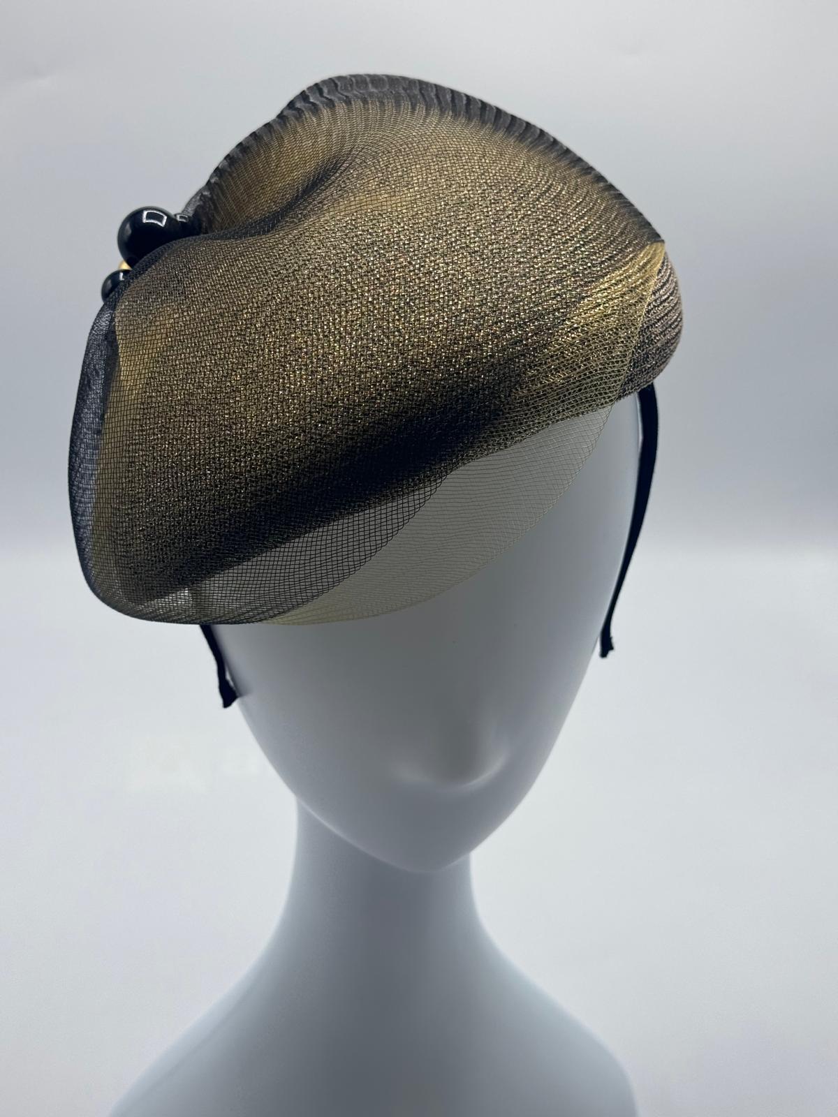 Black and Gold Horsehair Fascinator