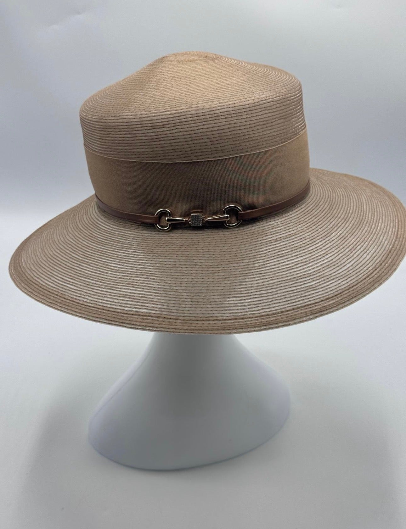 Beige Horsehair Wide-Brim Hat