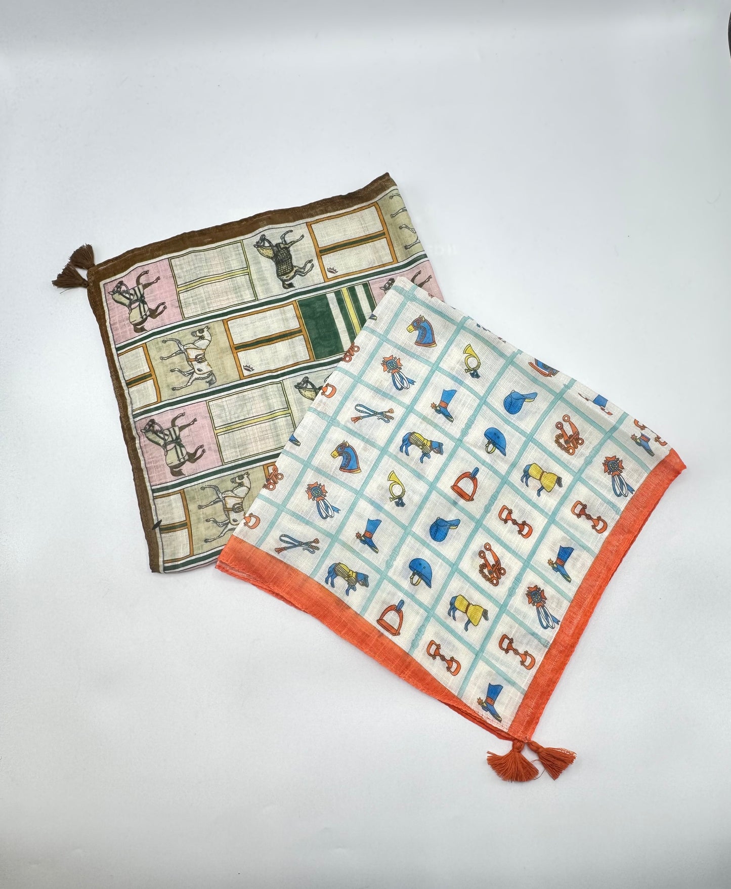 Grid Print Animal & Horse Headscarf