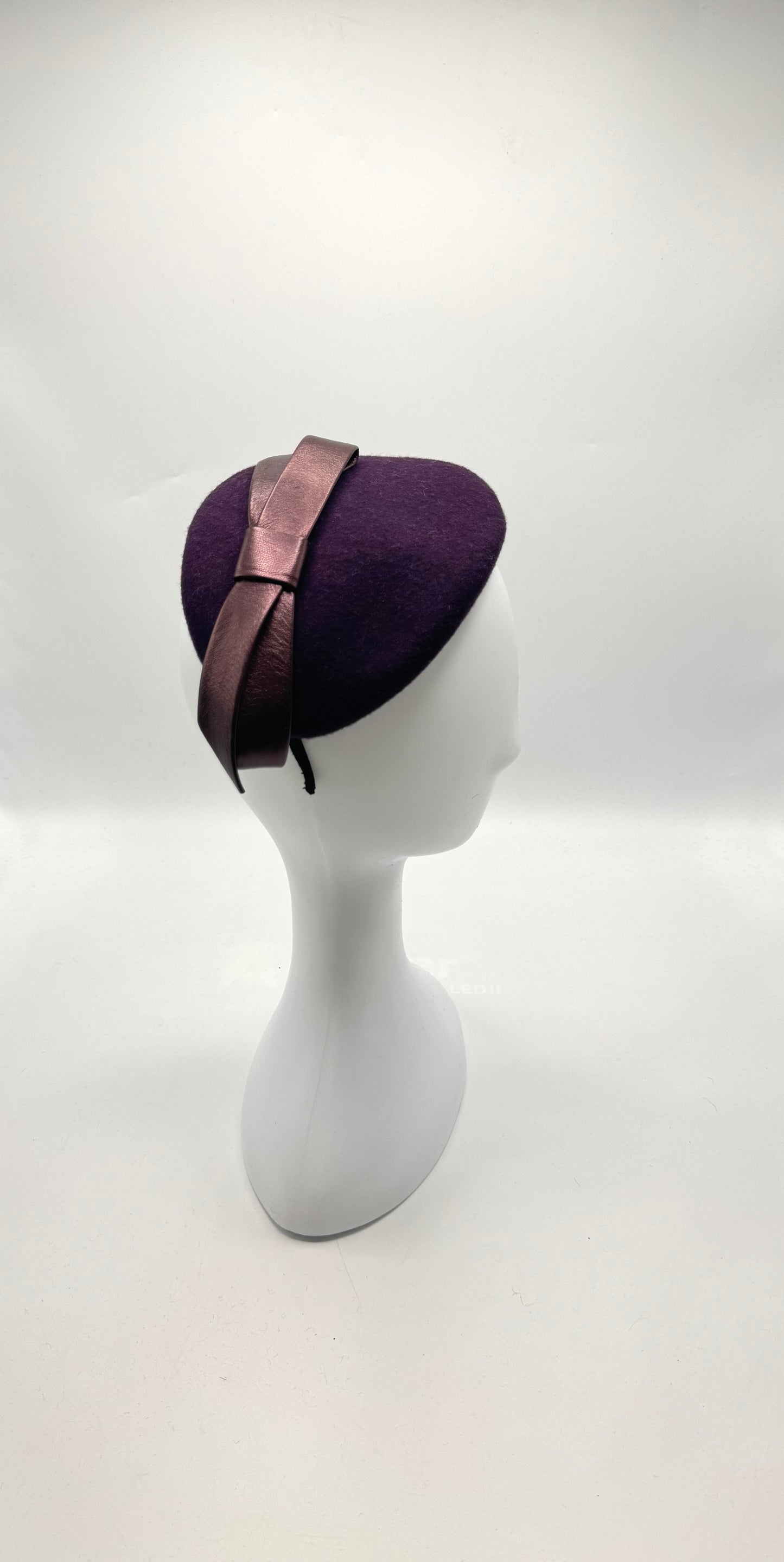 Wool Felt Fascinator with Metallic Bow