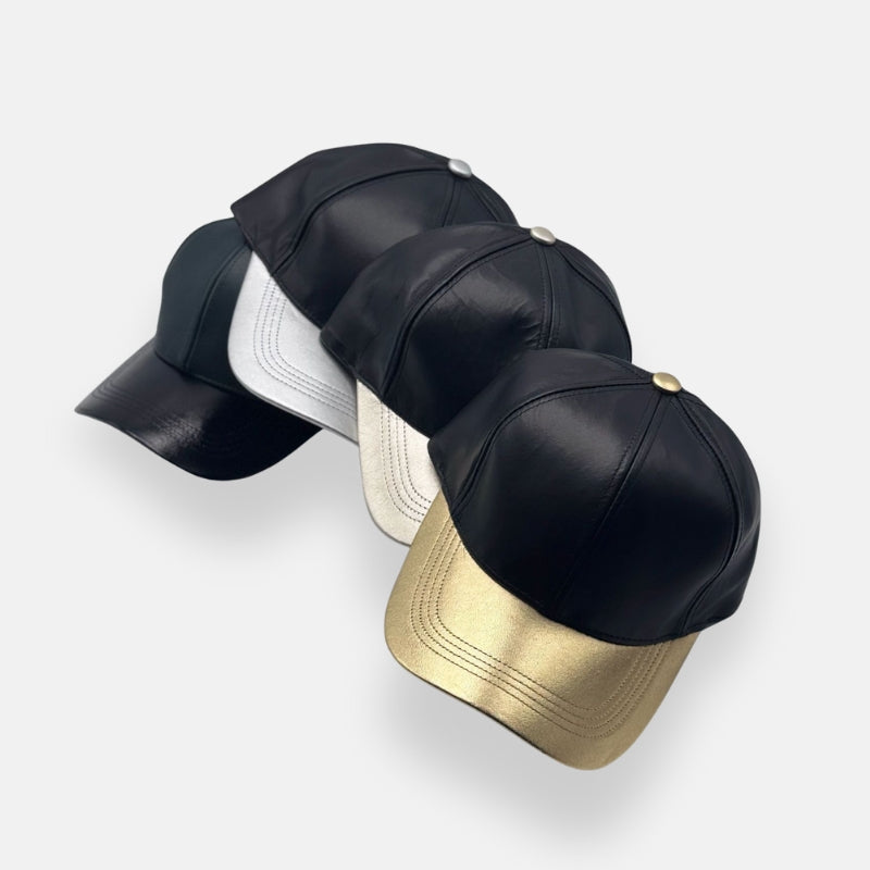 Two Tone Leather Baseball Cap