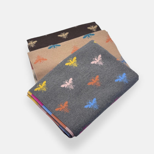 Multi-Color Bee Print Winter Scarf