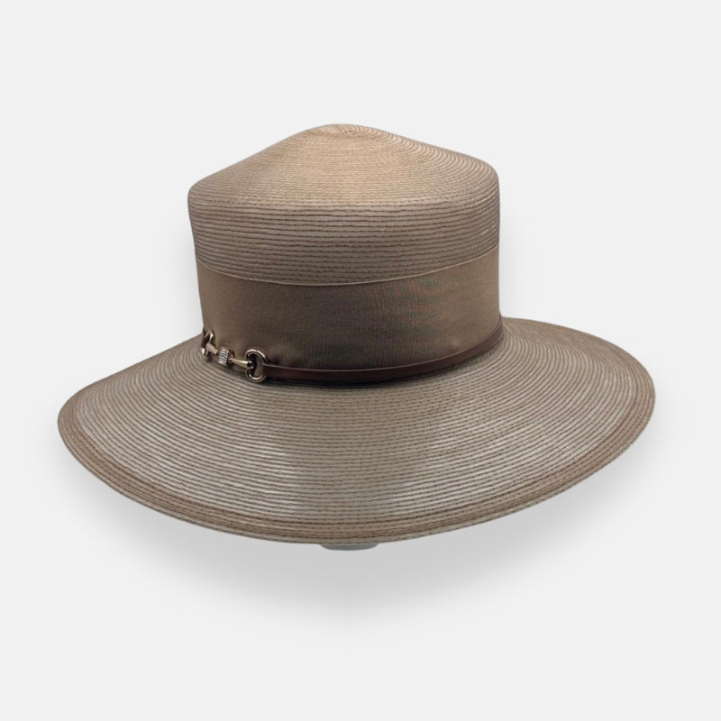 Beige Horsehair Wide-Brim Hat