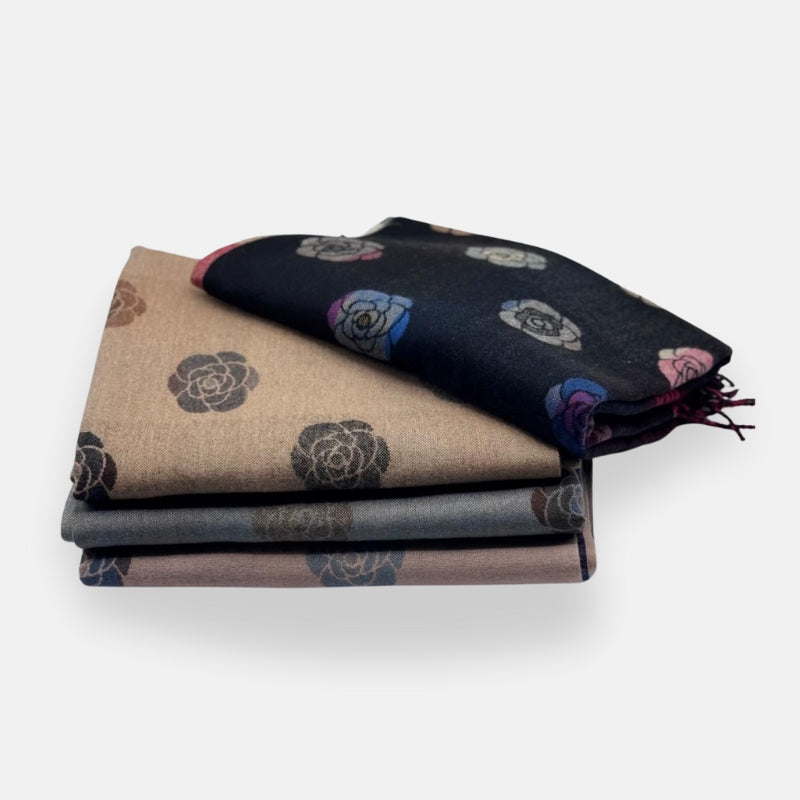 Floral Cashmere-Feel Winter Scarf