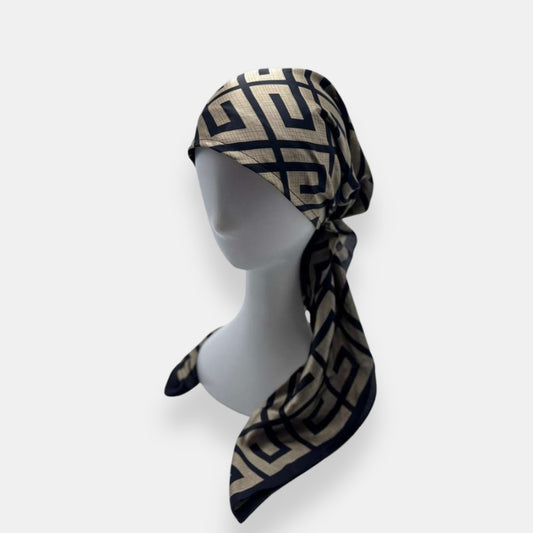 Geometric pattern Pre-Tied Headscarf