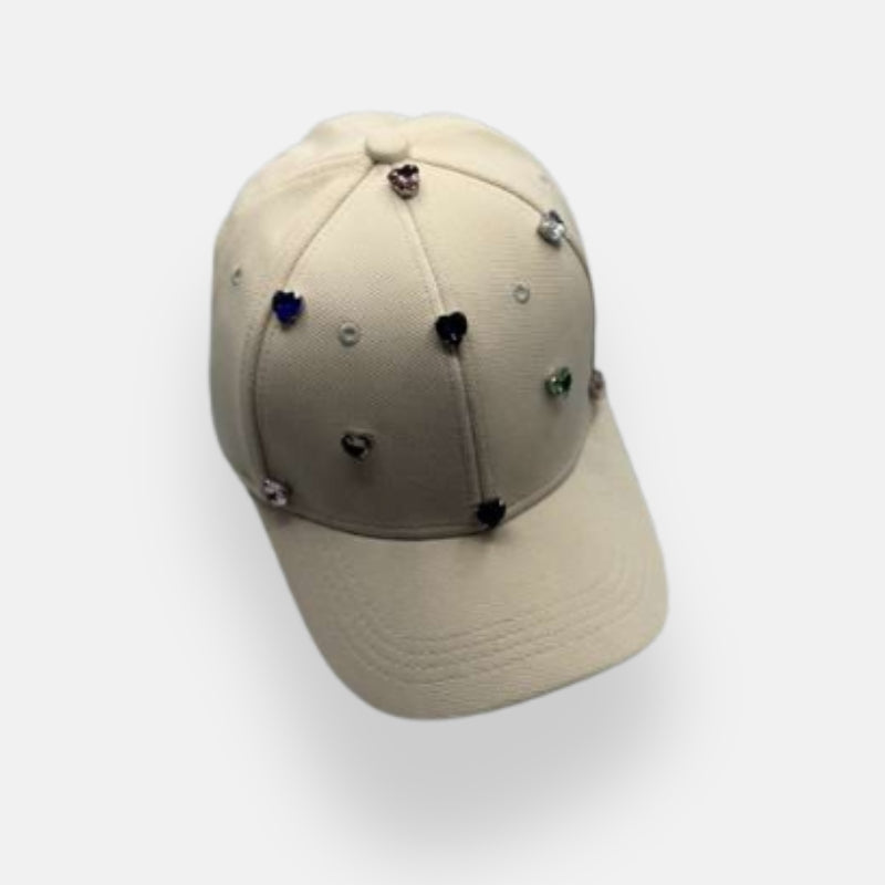 Baseball Cap With Heart Crystal