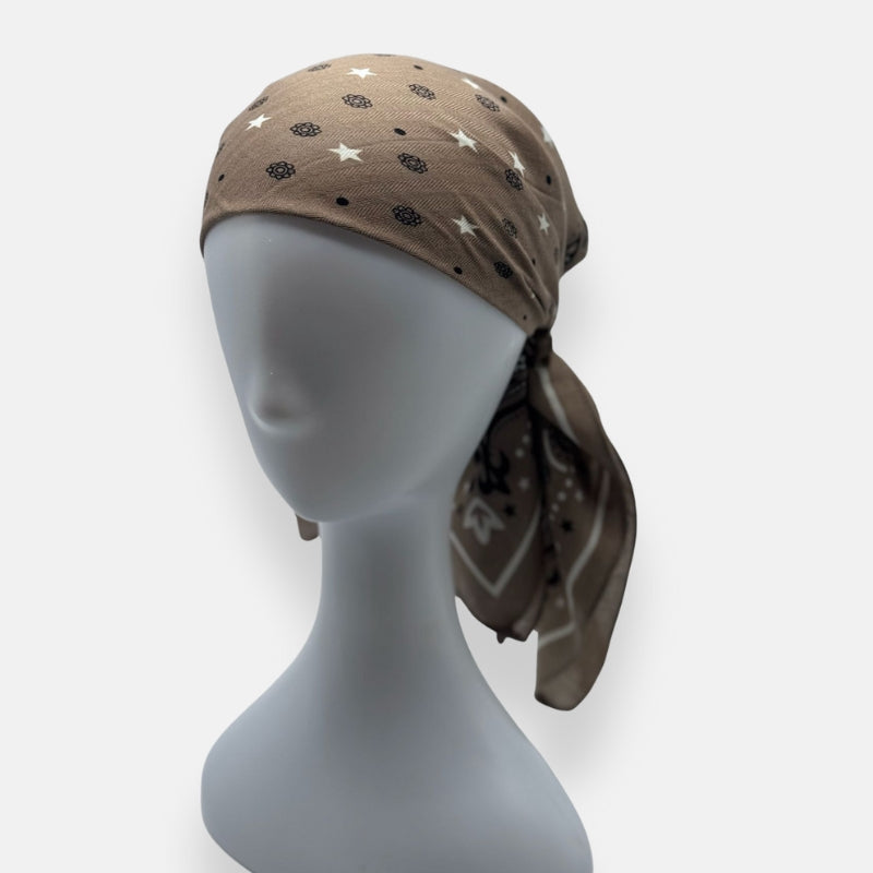 Star & Flower Print Headscarf