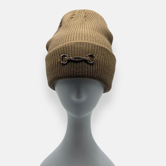 Ribbed Beanie With Buckle