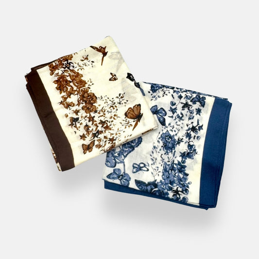 Silk-Feel Butterfly & Floral Headscarves