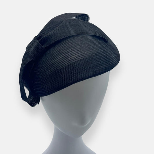 Structured Black Straw Fascinator