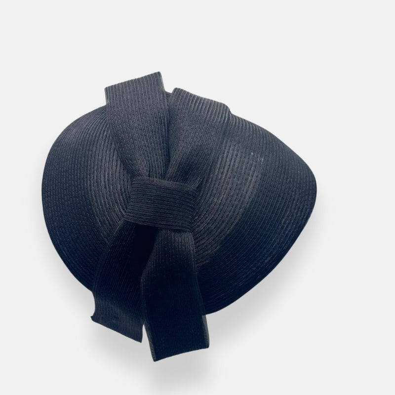 Structured Black Straw Fascinator