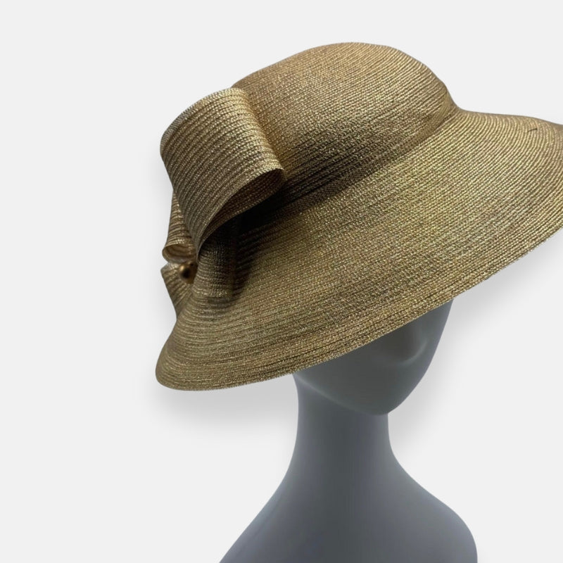 Gold Fascinator With Wide Brim