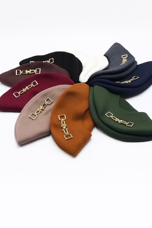 Wool Beret with Buckle