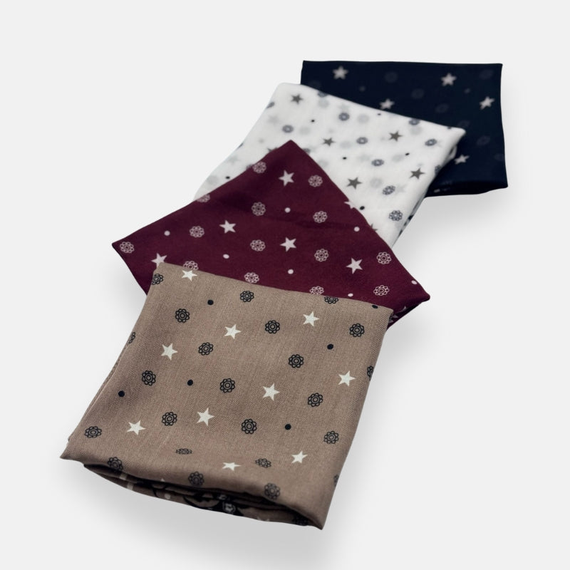 Star & Flower Print Headscarf