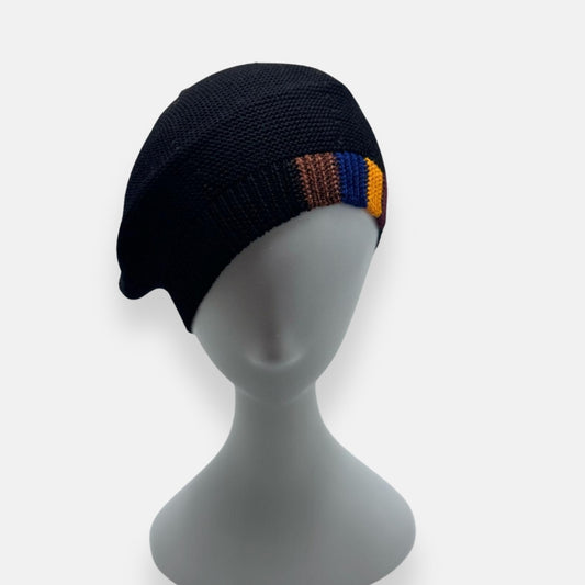 Colorblock Rib-Trim Beret