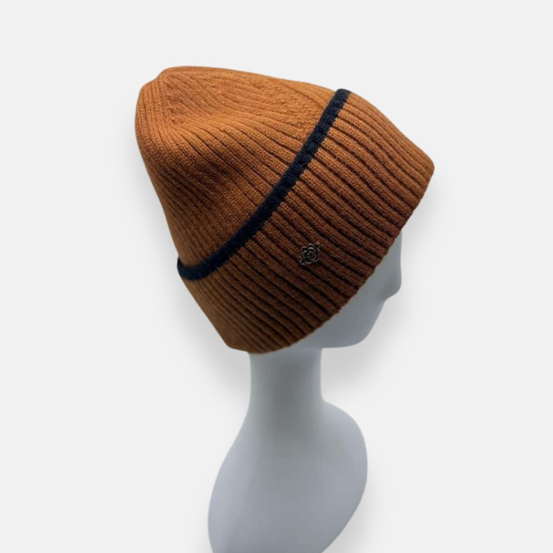 Contrast-Trim Knit Beanie