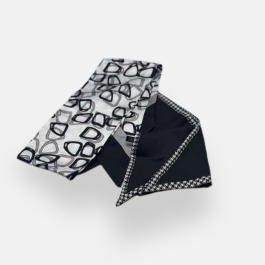 Twilly Scarves – Loop Print & Houndstooth Border