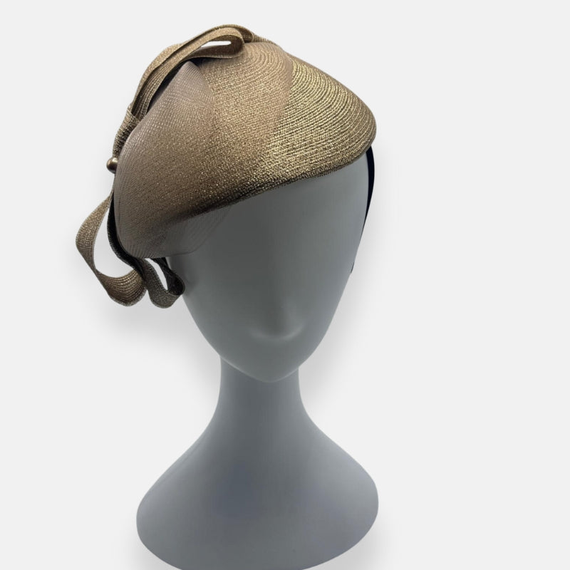 Dark Gold Horsehair Fascinator W.Horsehair & Bow