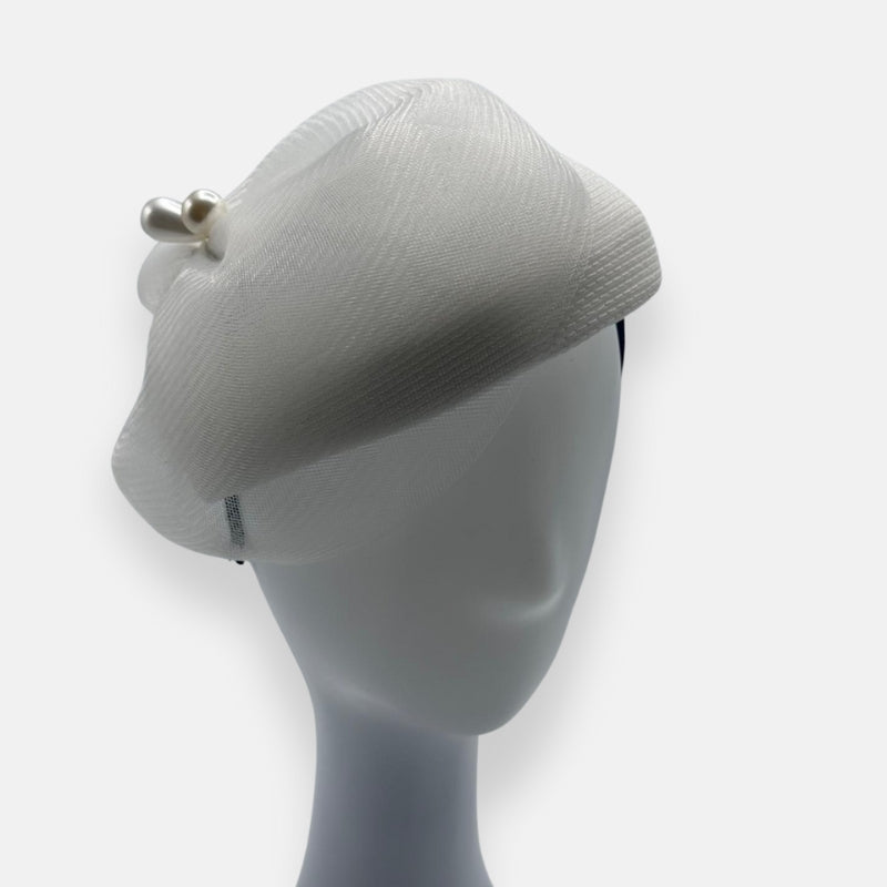 White Horsehair Fascinator