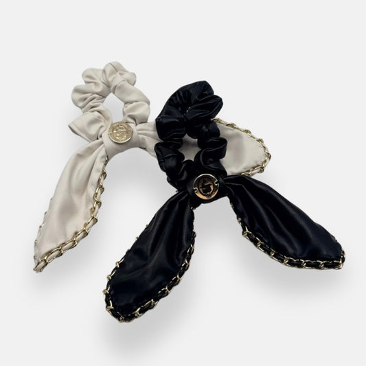 Leather Bow Scrunchie