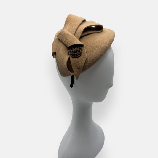 Velour Camel Fascinator With Bow
