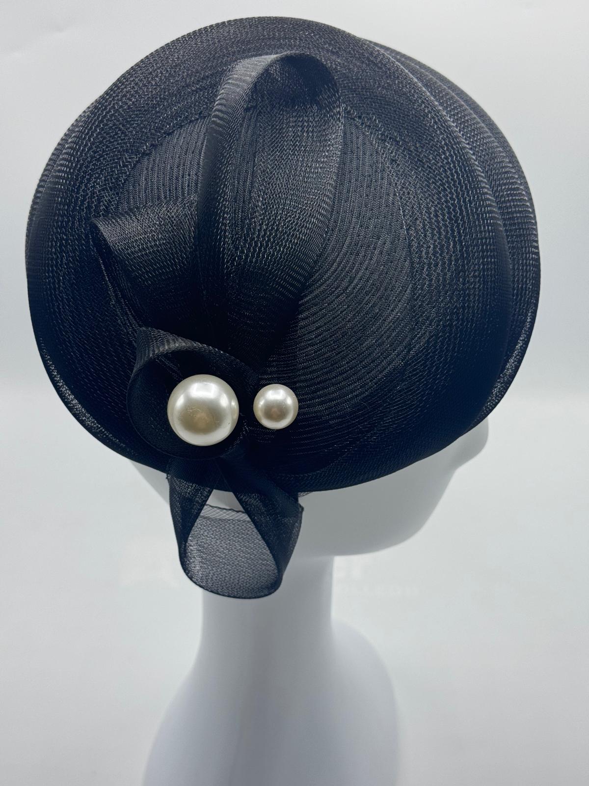 Black Fascinator with Pearl Detail