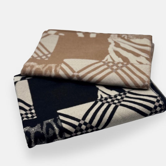 Geo Stripe & Leopard Patch Scarf