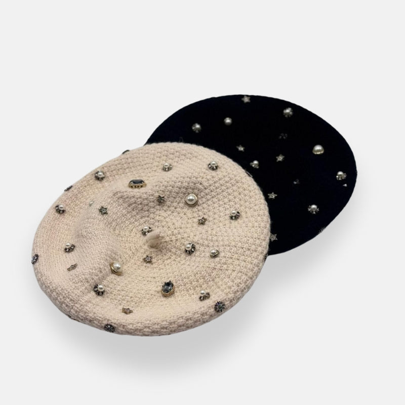 Pearl & Crystal Embellished Beret
