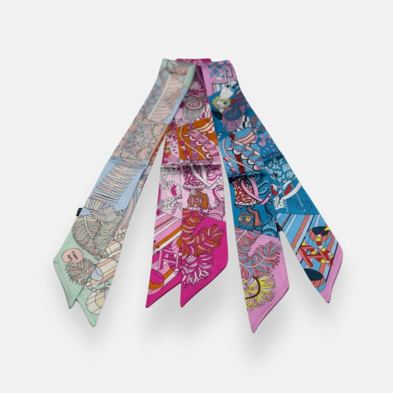 Multi-Pattern Print Twilly Scarf