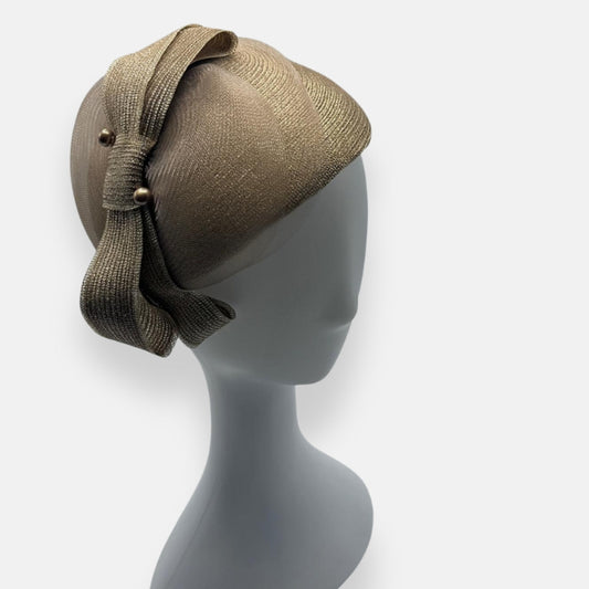 Dark Gold Horsehair Fascinator W.Horsehair & Bow