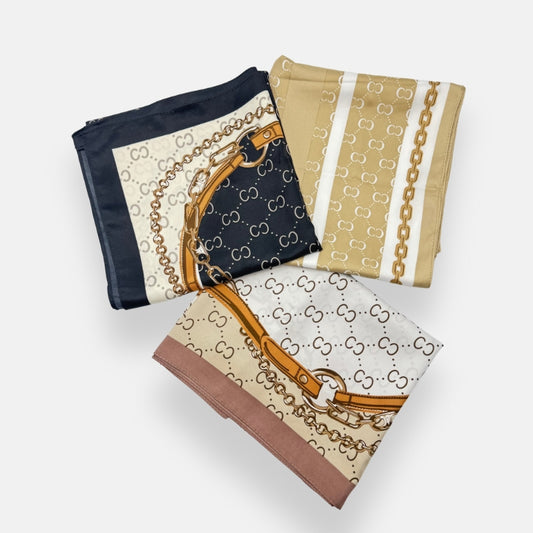 Chain-Link Monogram Headscarves
