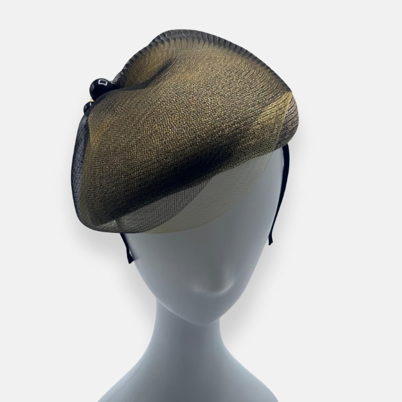 Black And Gold Horsehair Fascinator
