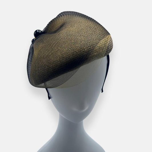 Black And Gold Horsehair Fascinator