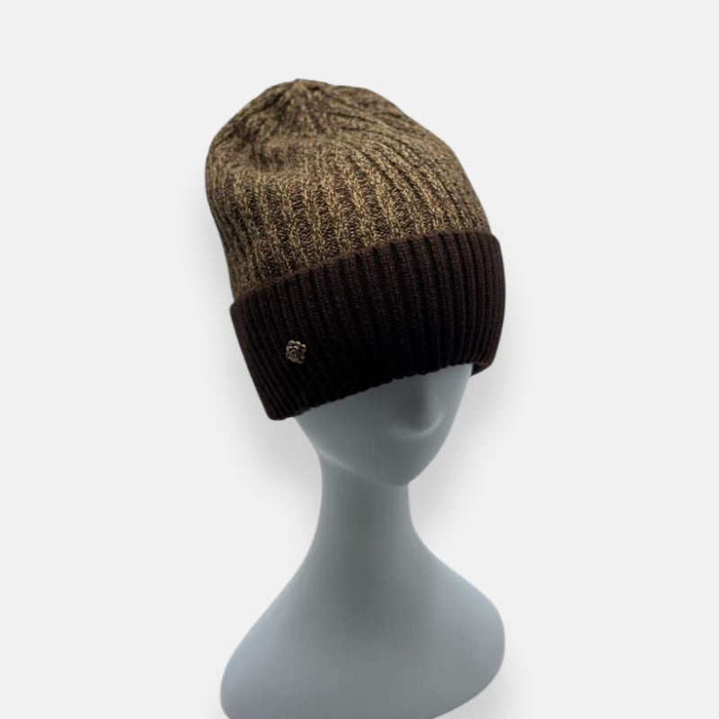 Two-Tone Ribbed Knit Beanie