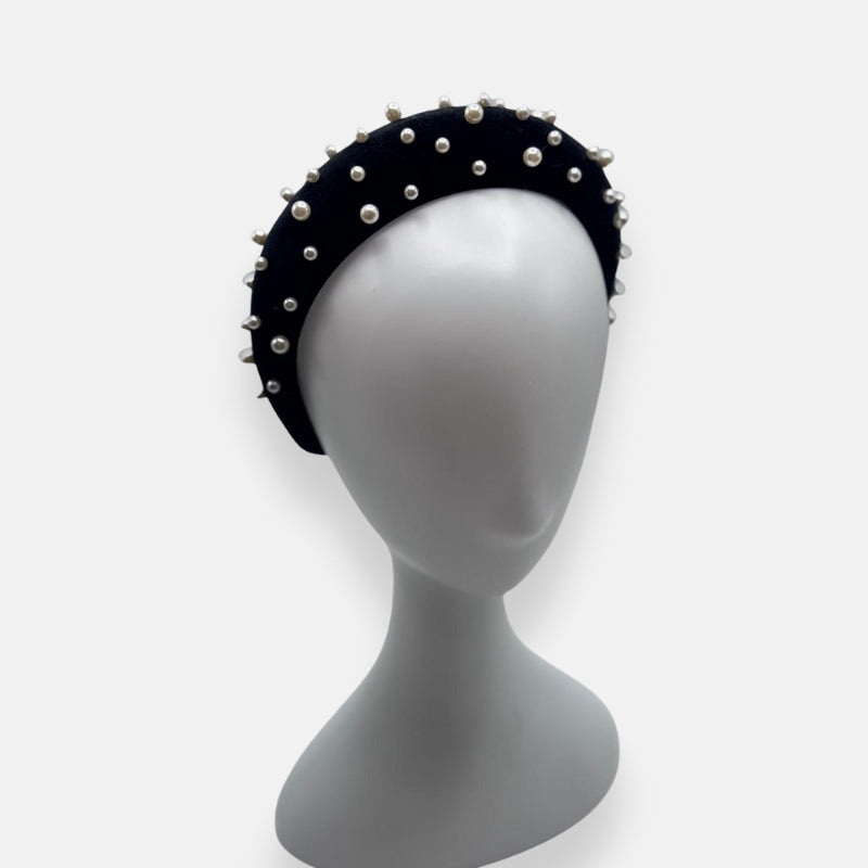 Pearl-Embellished Velvet Headband