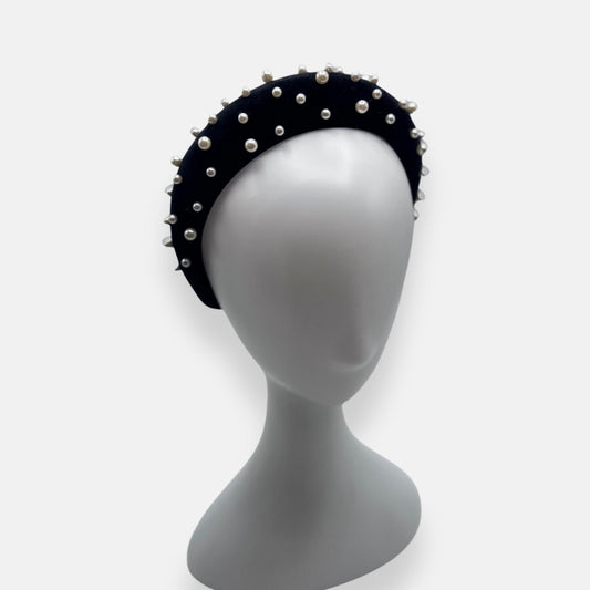 Pearl-Embellished Velvet Headband