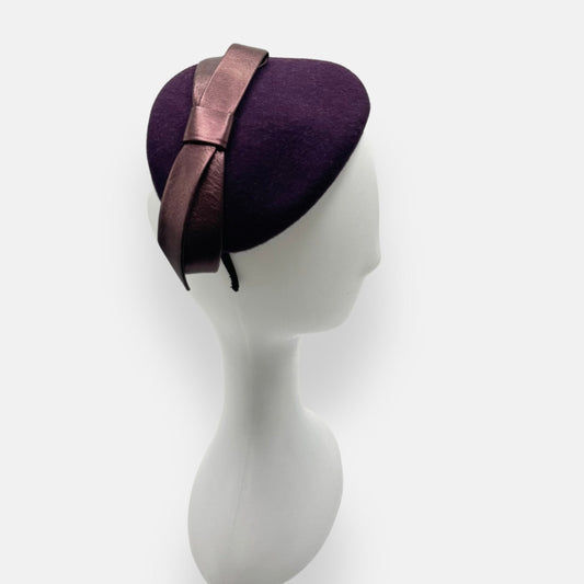 Wool Felt Fascinator With Metallic Bow