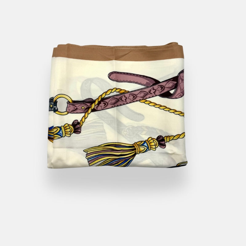 Tassel & Strap Print Headscarf