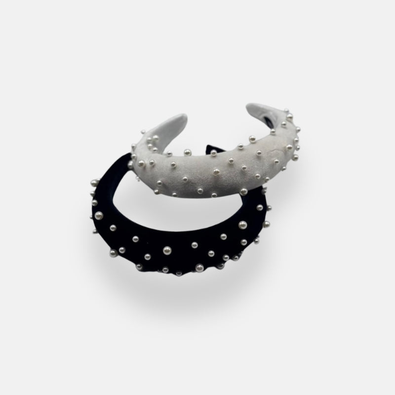 Pearl-Embellished Velvet Headband
